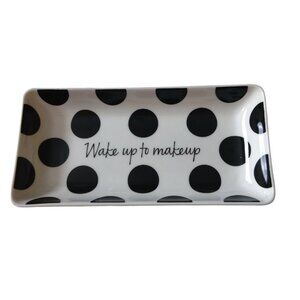 Ceramic Sephora Wake Up To Makeup Tray Organizer with Black Polka Dots